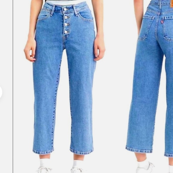 W28 Levi’s Mile High Cropped Wide leg Jeans - Picture 5 of 5